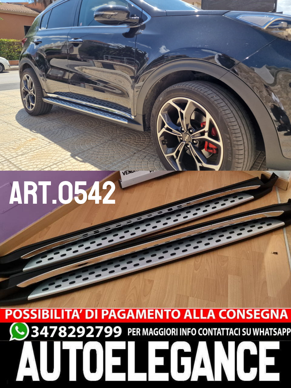 ✨PEDANE LATERALI ADATTE PER KIA SPORTAGE 2015+ ACCIAIO INOX E PVC✨