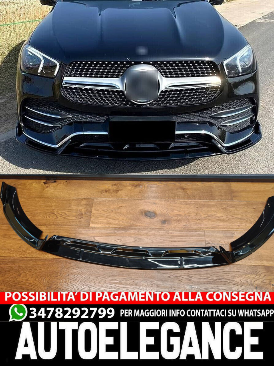 SPOILER LAMA SPLITTER SOTTOPARAURTI NERO LUCIDO MERCEDES GLE C167 W167 AMG LOOK