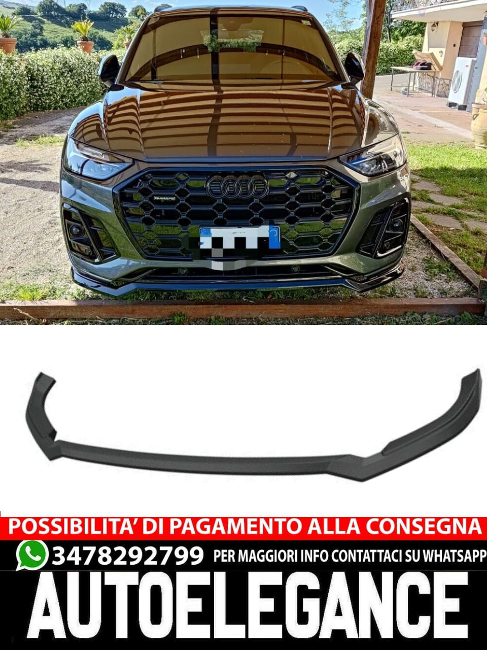 Spoiler splitter sottoparaurti con ABE adatto per  Audi Q5 (FY/FYT) S-Line / SQ5