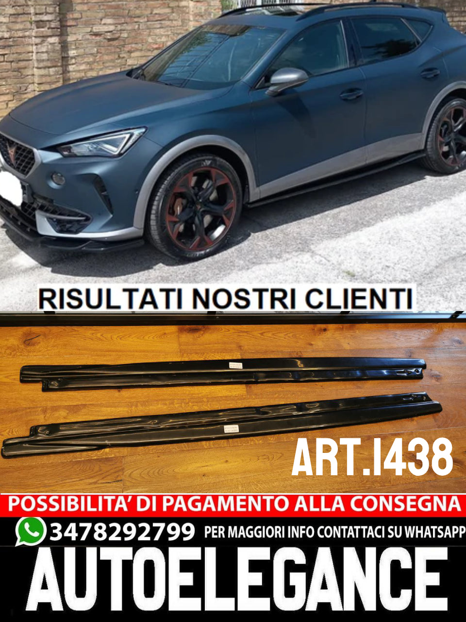 SOTTO MINIGONNE ADATTE PER CUPRA FORMENTOR 2020+ NERO LUCIDO LOOK SPORTIVO