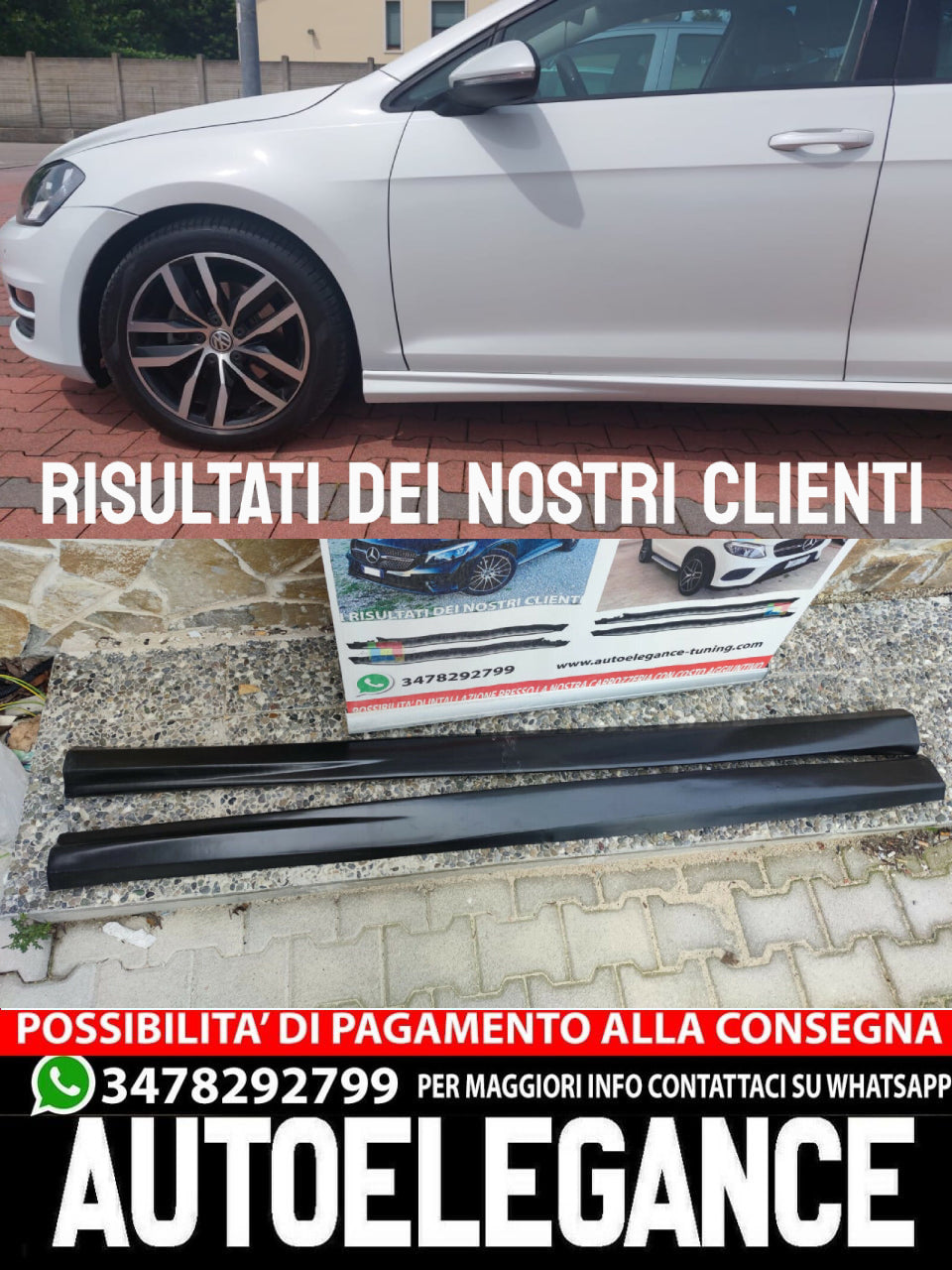 VW GOLF 7 VII 2012-2019 ABS SPORT SIDE SKIRTS UNDER DOOR TUNING 