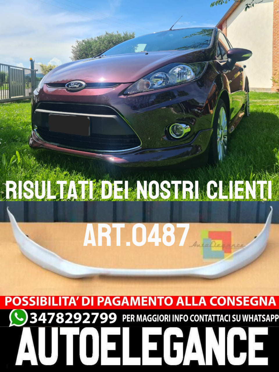 SPOILER INFERIORE PARAURTI ANTERIORE FORD FIESTA MK7 2008-2012 LOOK ST
