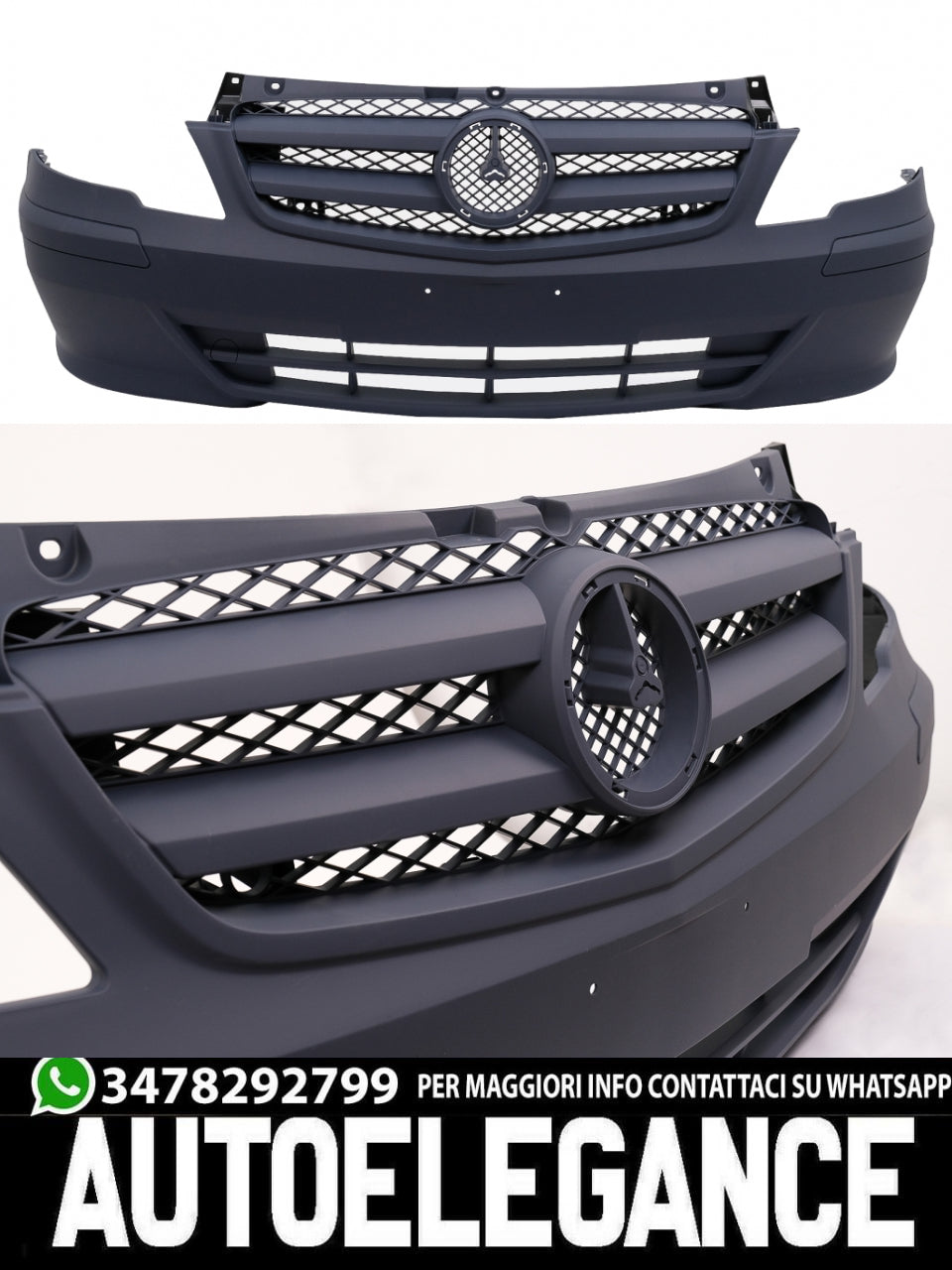 Paraurti anteriore con Griglia adatto per Mercedes Classe V Vito Viano W639 Facelift (2010-2014)