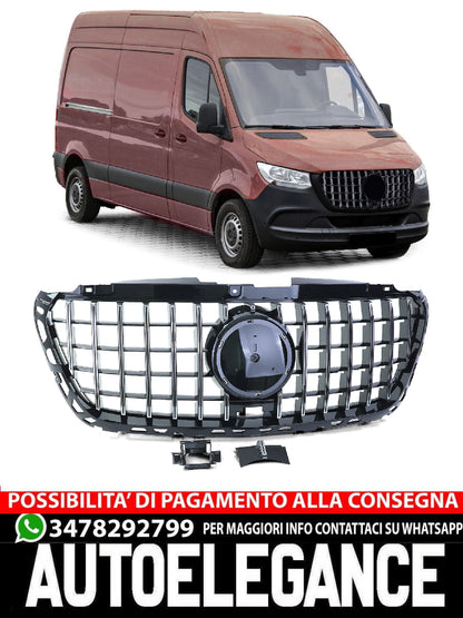 Black chrome gloss sports radiator grille for Mercedes Sprinter W907 910 from 18 