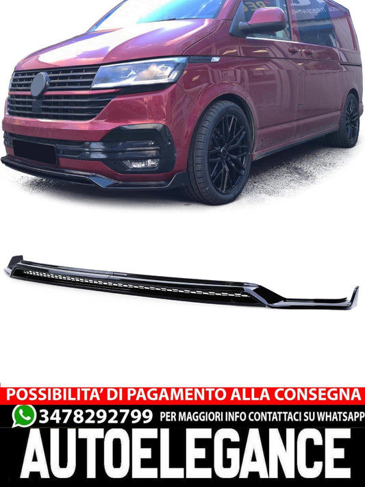 Labbro spoiler anteriore con splitter e griglia nera lucida per VW Bus T6.1 dal 19
