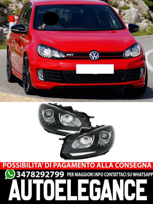 Headlight set for VW Golf 6 with TFL in black