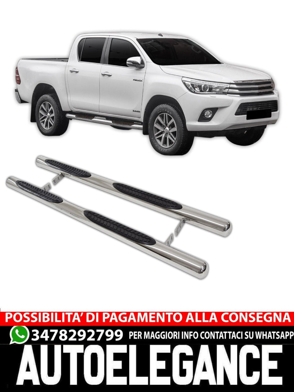PEDANE SOTTOPORTA adatti per Toyota Hilux 2015-2022