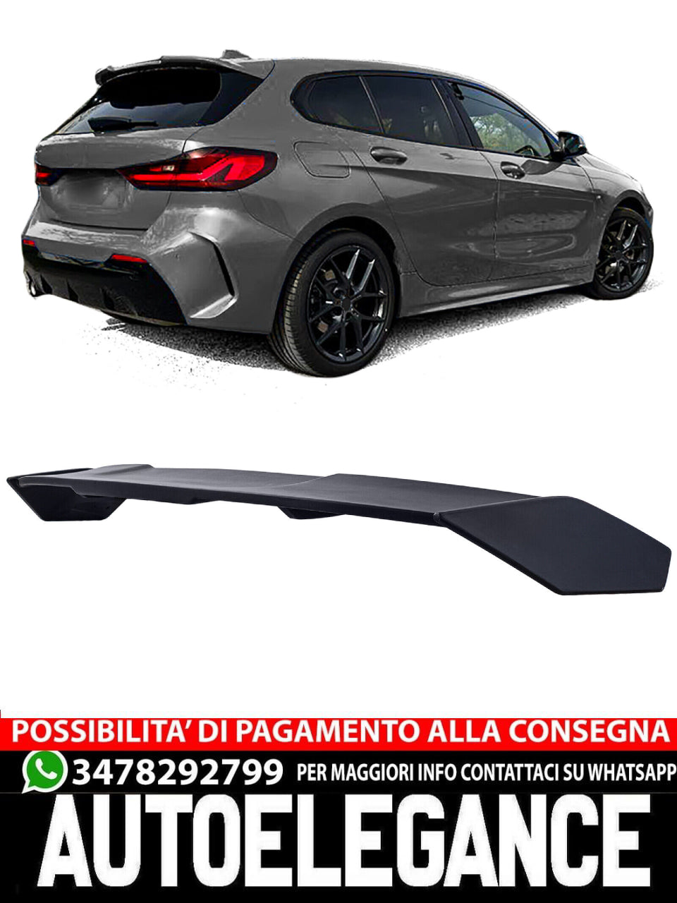 Spoiler posteriore Performance sul tetto nero opaco adatto per BMW F40 serie 1 dal 2019