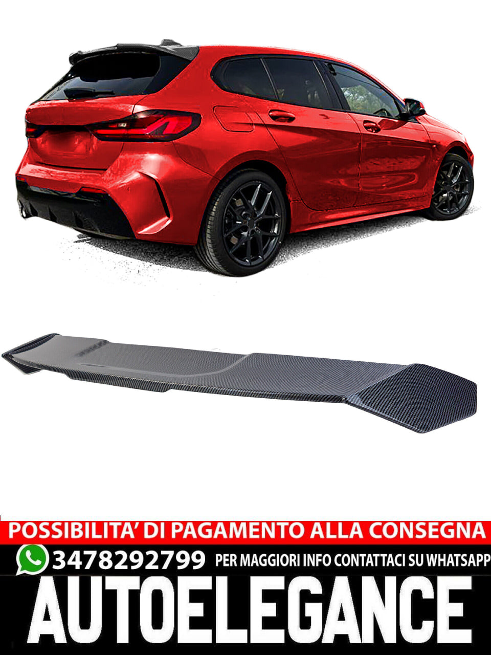 Spoiler posteriore Performance nero opaco adatto per  BMW F40 da 2019