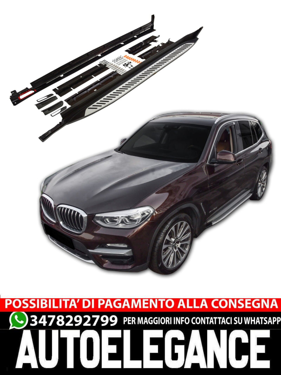 PEDANE LATERALE SOTTOPORTA ALLUMINIO ADATTO PER BMW X3 G01 / X4 G02