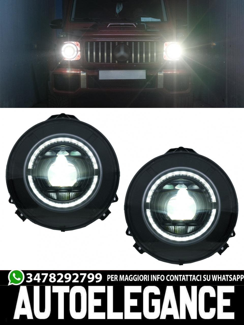 Full LED Headlights Suitable for Mercedes G-Class W463 (2007-2017) Black 