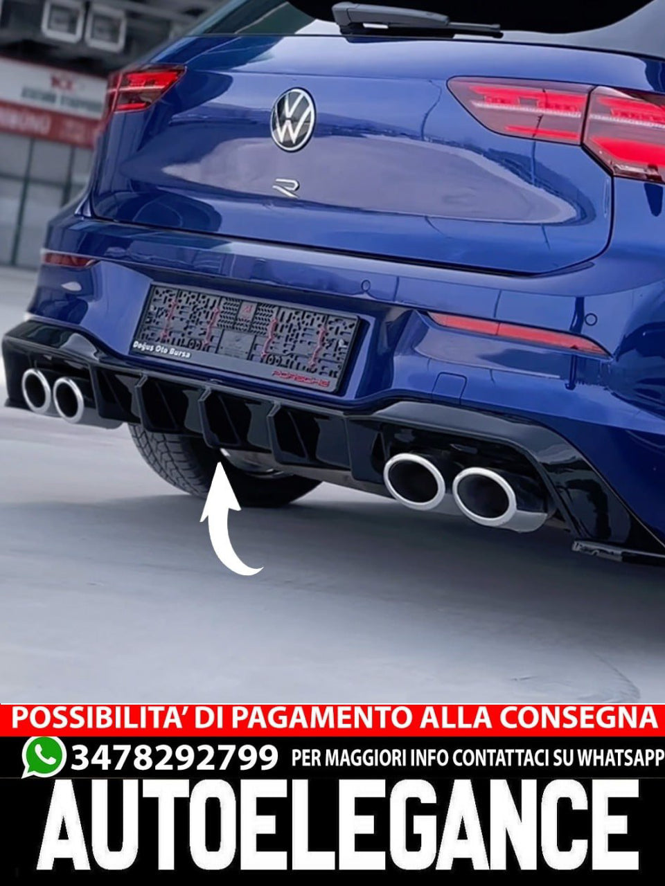 Diffusore nero lucido posteriore adatto per VW Volkswagen MK8 GTI 2020+