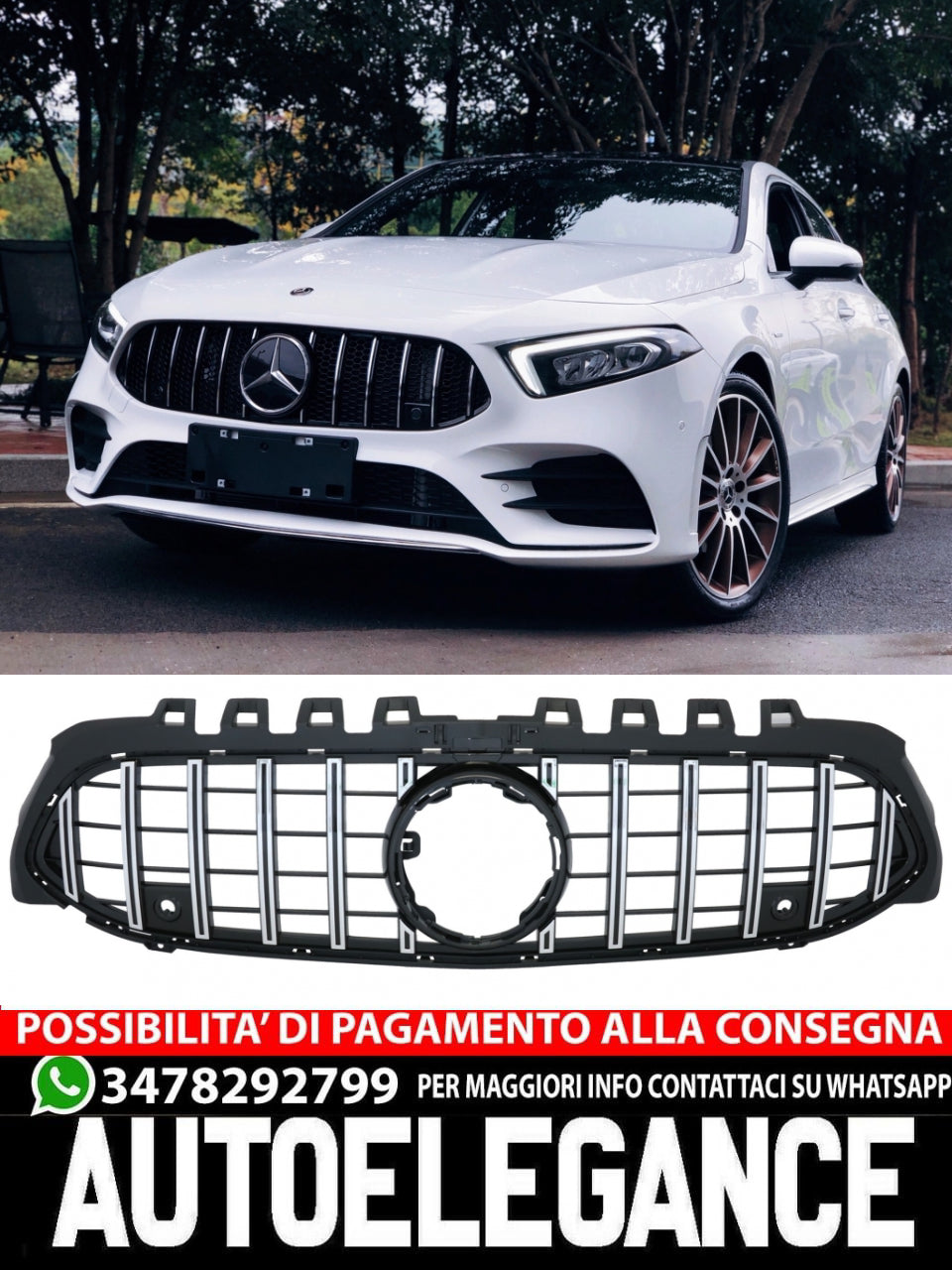 Griglia centrale adatta per Mercedes Classe A W177 V177 2018- GT-R Panamericana