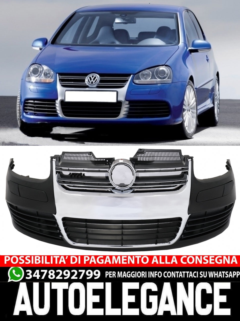 Paraurti anteriore adatto per VW Golf V 2003-2007 Jetta 2005-2010 R32 LOOK