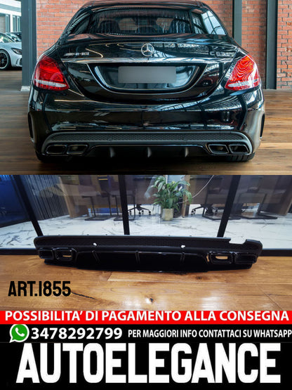 DIFFUSORE ADATTO PER CLASSE C W205 2015-2018 BERLINA STATION C63+TERMINALI NERI