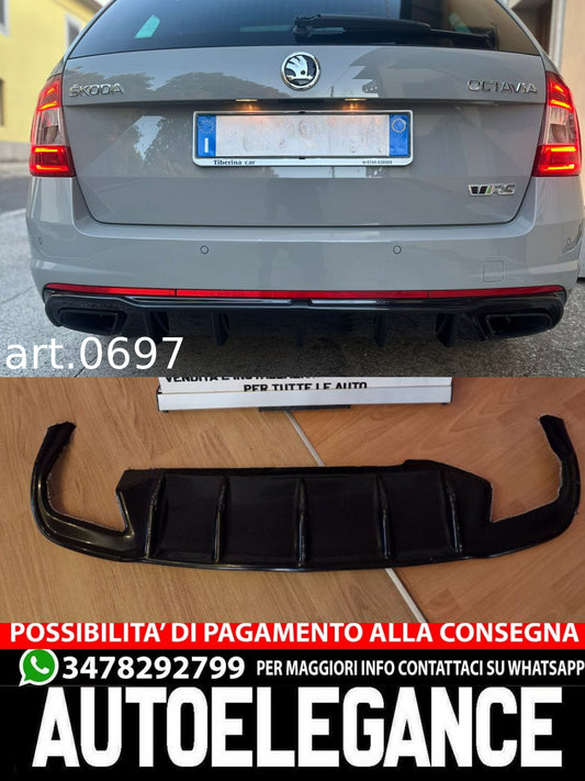DIFFUSORE ADATTO PER SKODA OCTAVIA MK3 2013-2020 RS NERO LUCIDO