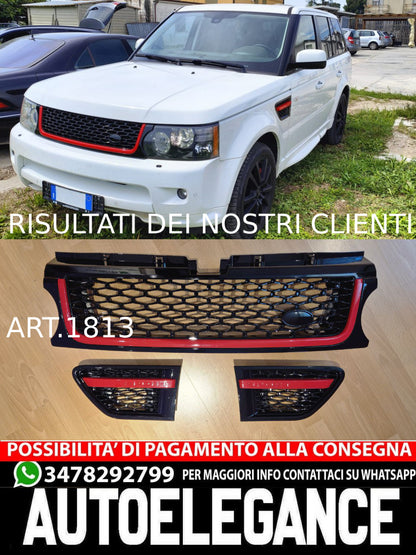 GRIGLIA RANGE ROVER SPORT L320 2009-2013 LIFT  LOOK Autobiography NERO LUCIDO PROFILO ROSSO