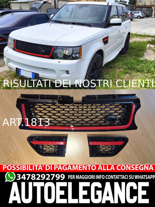 GRIGLIA RANGE ROVER SPORT L320 2009-2013 LIFT  LOOK Autobiography NERO LUCIDO PROFILO ROSSO
