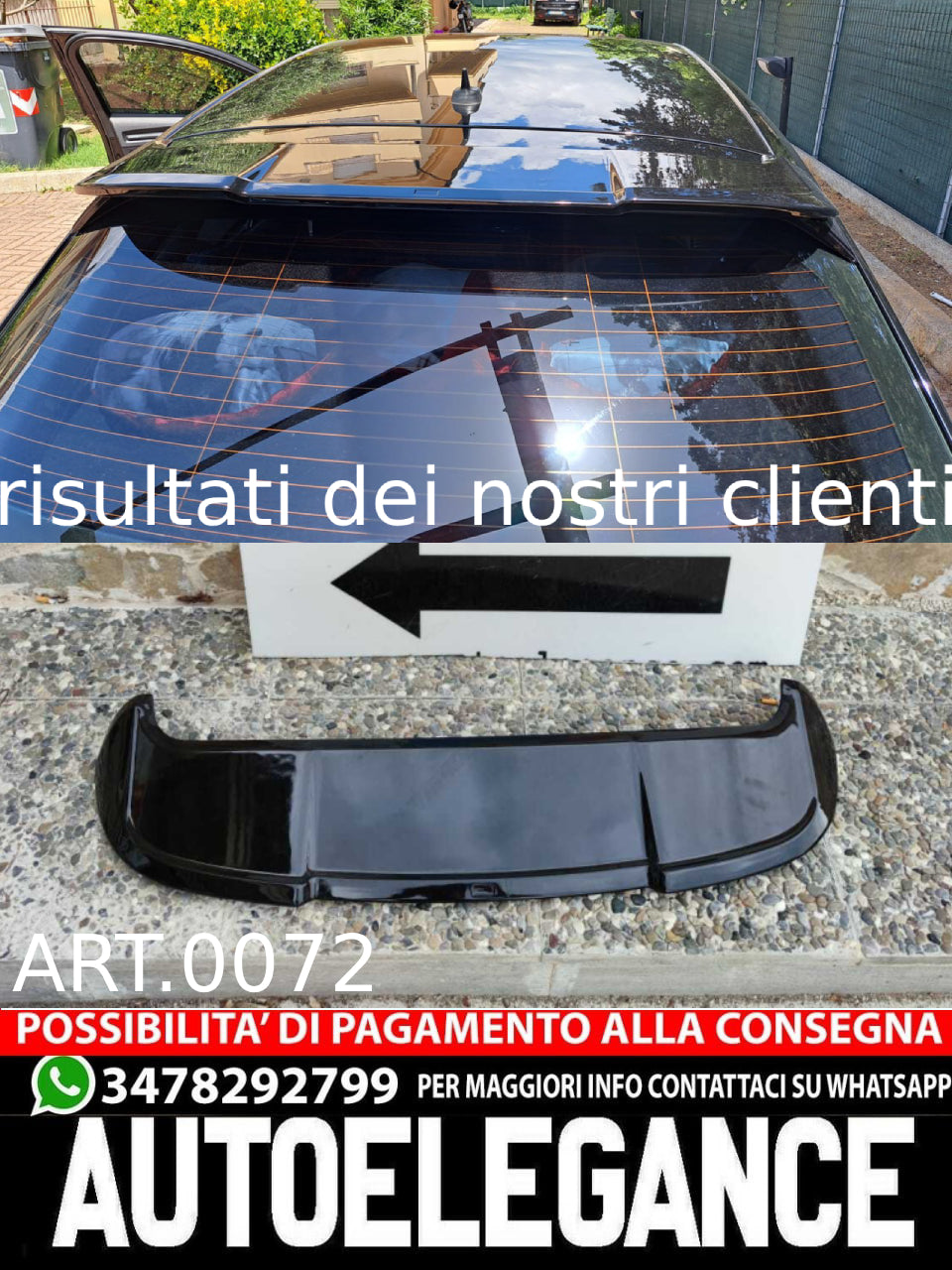 RS3 REAR ROOF SPOILER AUDI A3 8V SPORTBACK 2012-2018 GLOSSY BLACK 