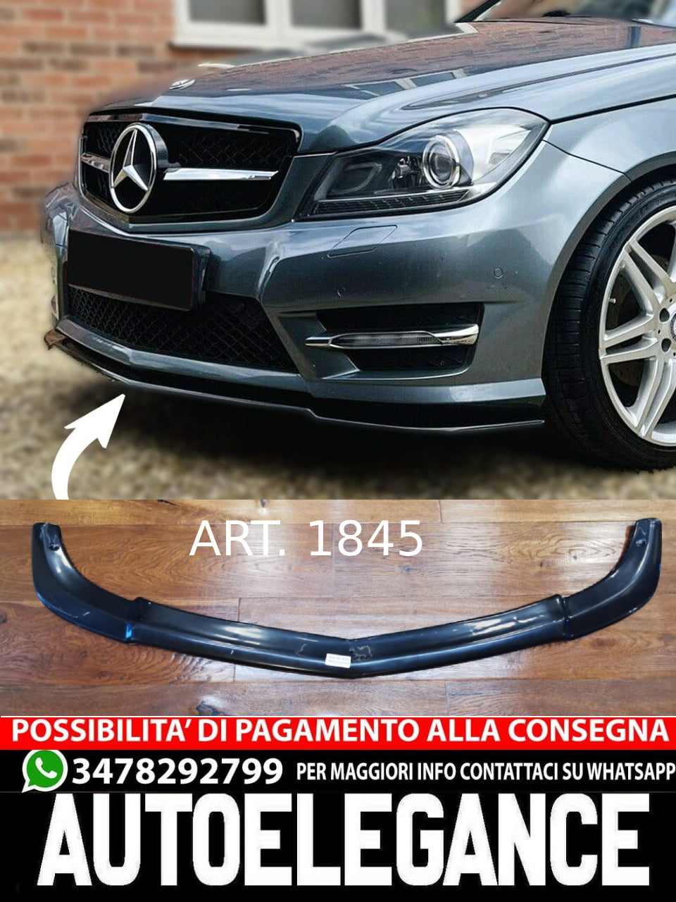 SPLITTER SUITABLE FOR MERCEDES C CLASS W204 2011-2014 AMG GLOSSY BLACK 