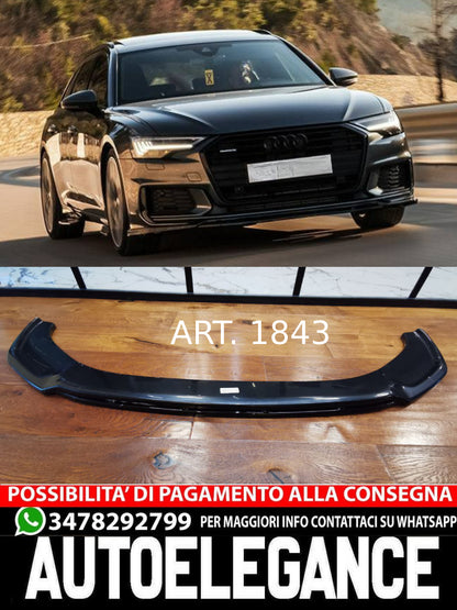 SPLITTER ADATTO PER AUDI A6 C8 2018+ S6 NERO LUCIDO 2 PEZZI