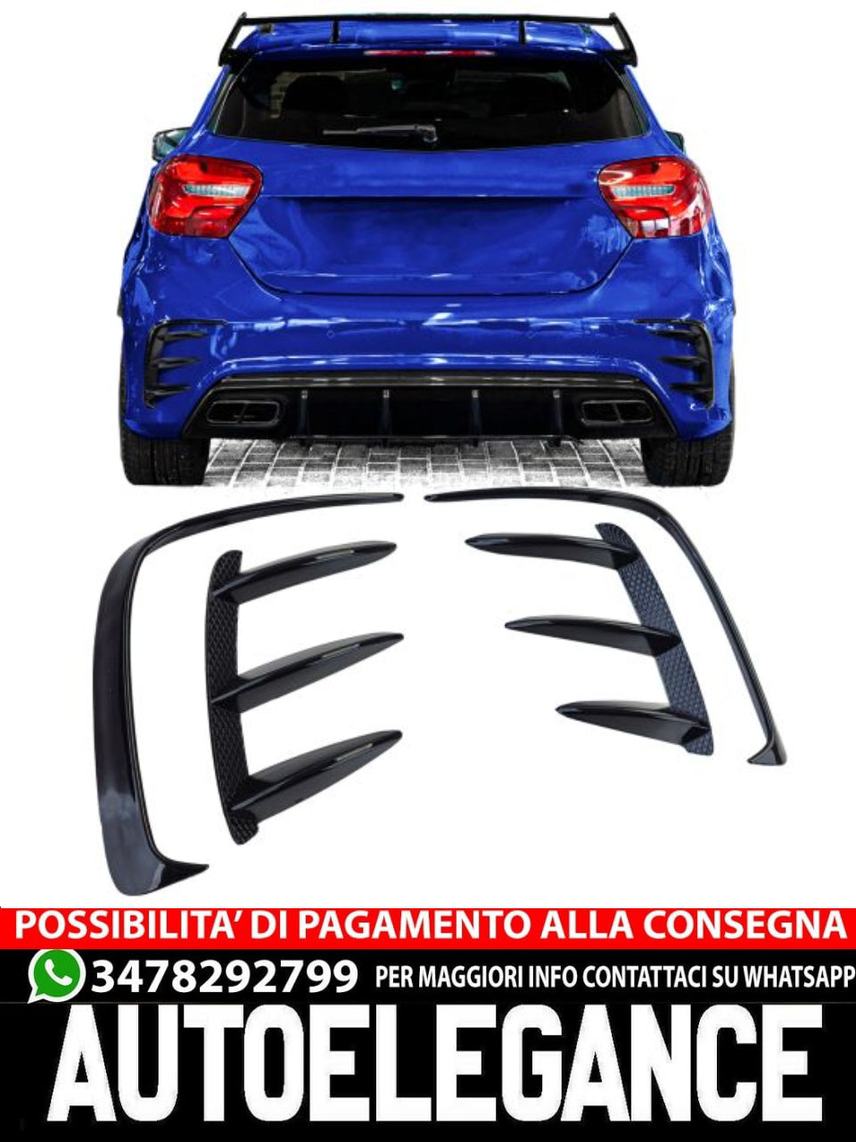 Spoilerwings Set Flaps Splitter Paraurti Posteriore per Mercedes A W176 13-18