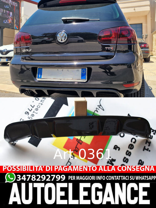 DIFFUSORE POSTERIORE ADATTO PER VW GOLF 6 VI LOOK NERO DESIGN SPORTIVO