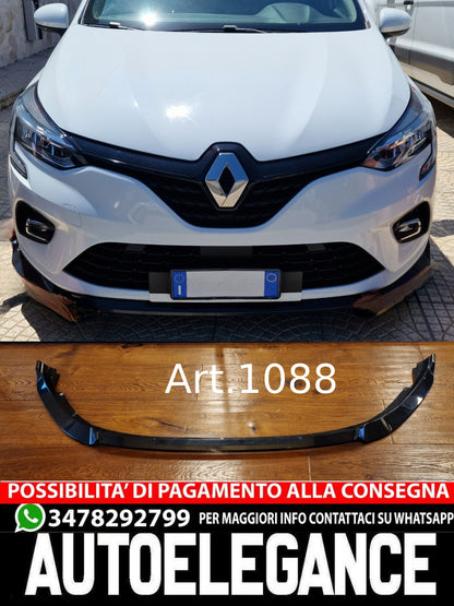 ☀SPLITTER SUITABLE FOR RENAULT CLIO 5 STANDARD LOOK EVO V1 GLOSSY BLACK 3 PIECES☀