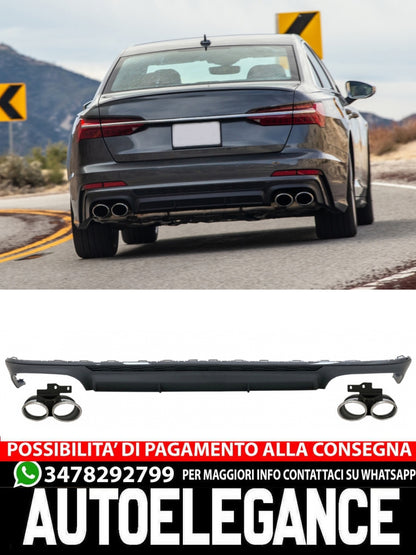 Rear Bumper Diffuser Valance with Exhaust Tips suitable for Audi A6 C8 4K