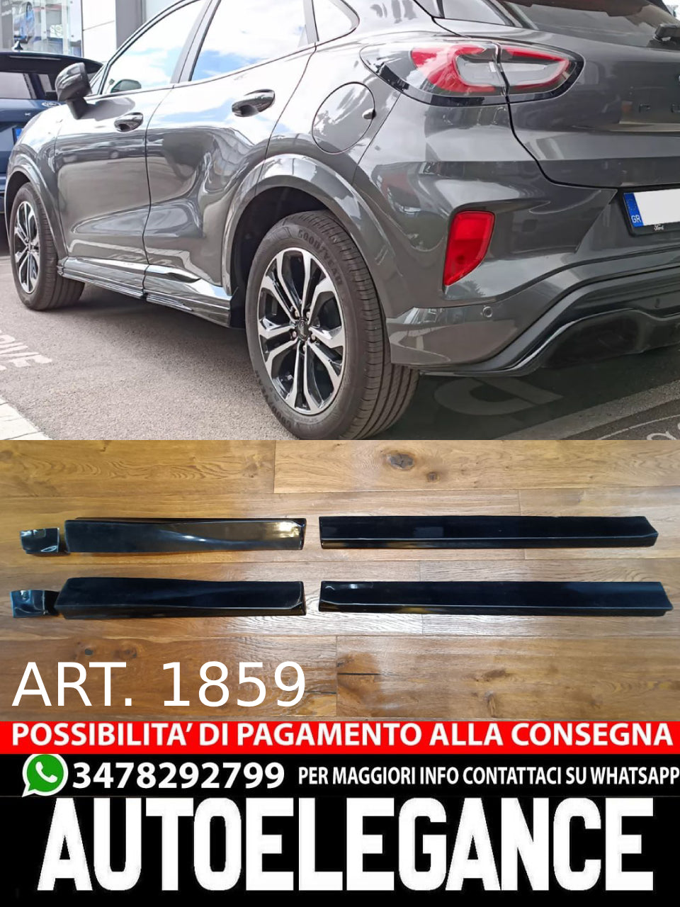 MINIGONNE ADATTO PER FORD PUMA ST-LINE 2019+ NERO LUCIDO