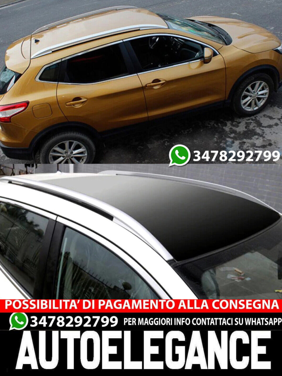 NISSAN QASHQAI J11 13-16 SATIN ROOF BARS ALUMINUM ROOF RACK