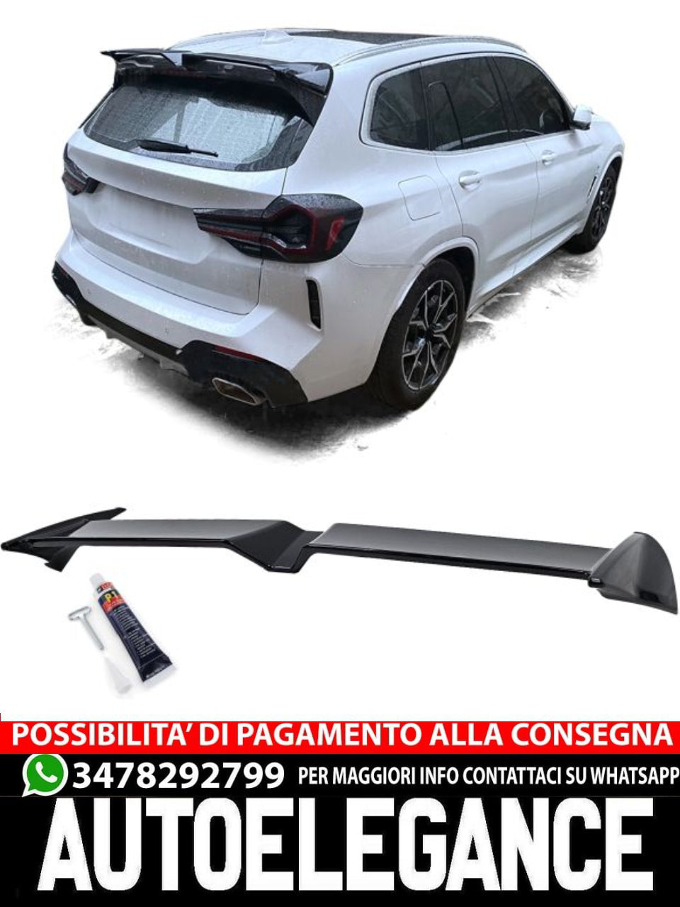 Spoiler sul tetto sportivo Performance Nero lucido adatto per BMW X3 G01 17-21
