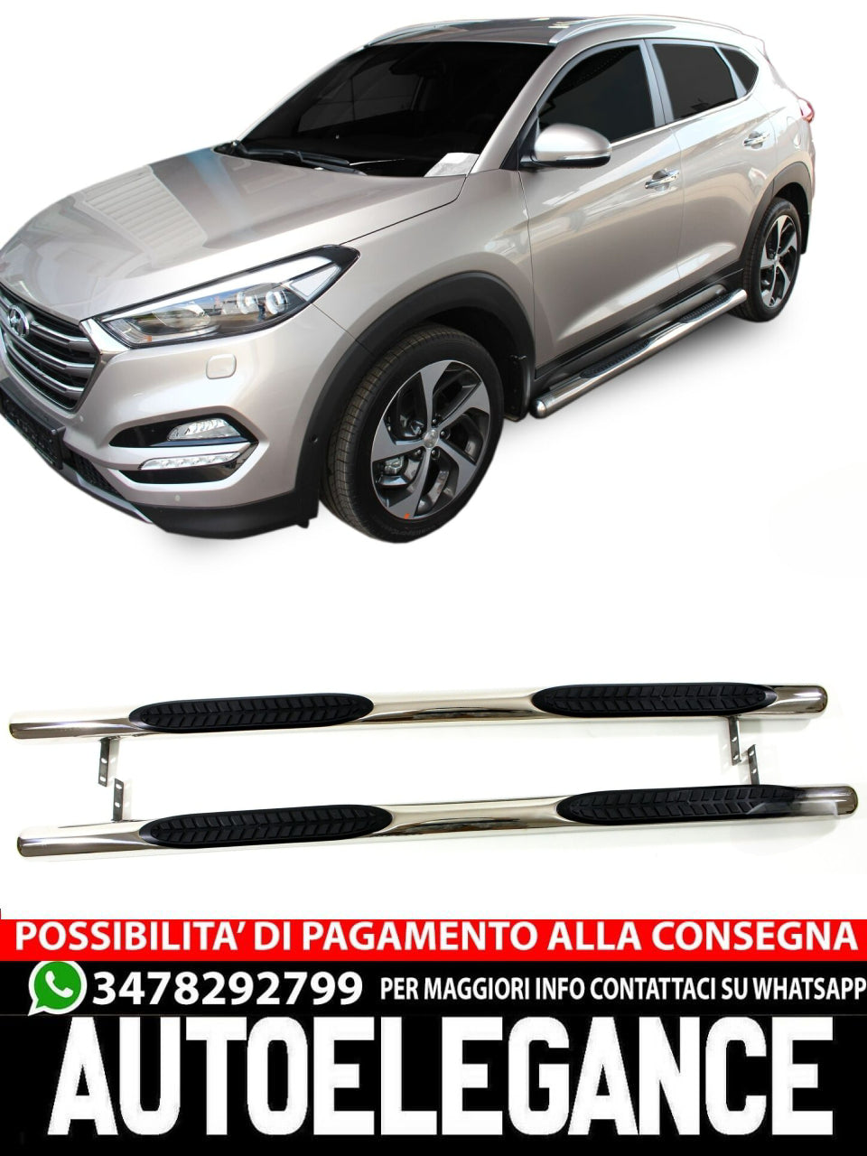 PEDANE LATERALE INOX ADATTO PER HYUNDAI TUCSON 2015 - 2020