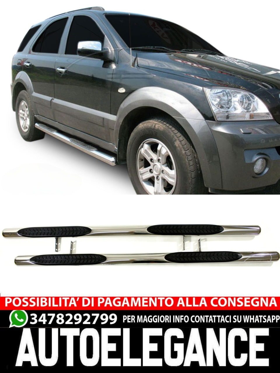 STAINLESS STEEL SIDE STEPS SUITABLE FOR KIA SORENTO 2002-2008