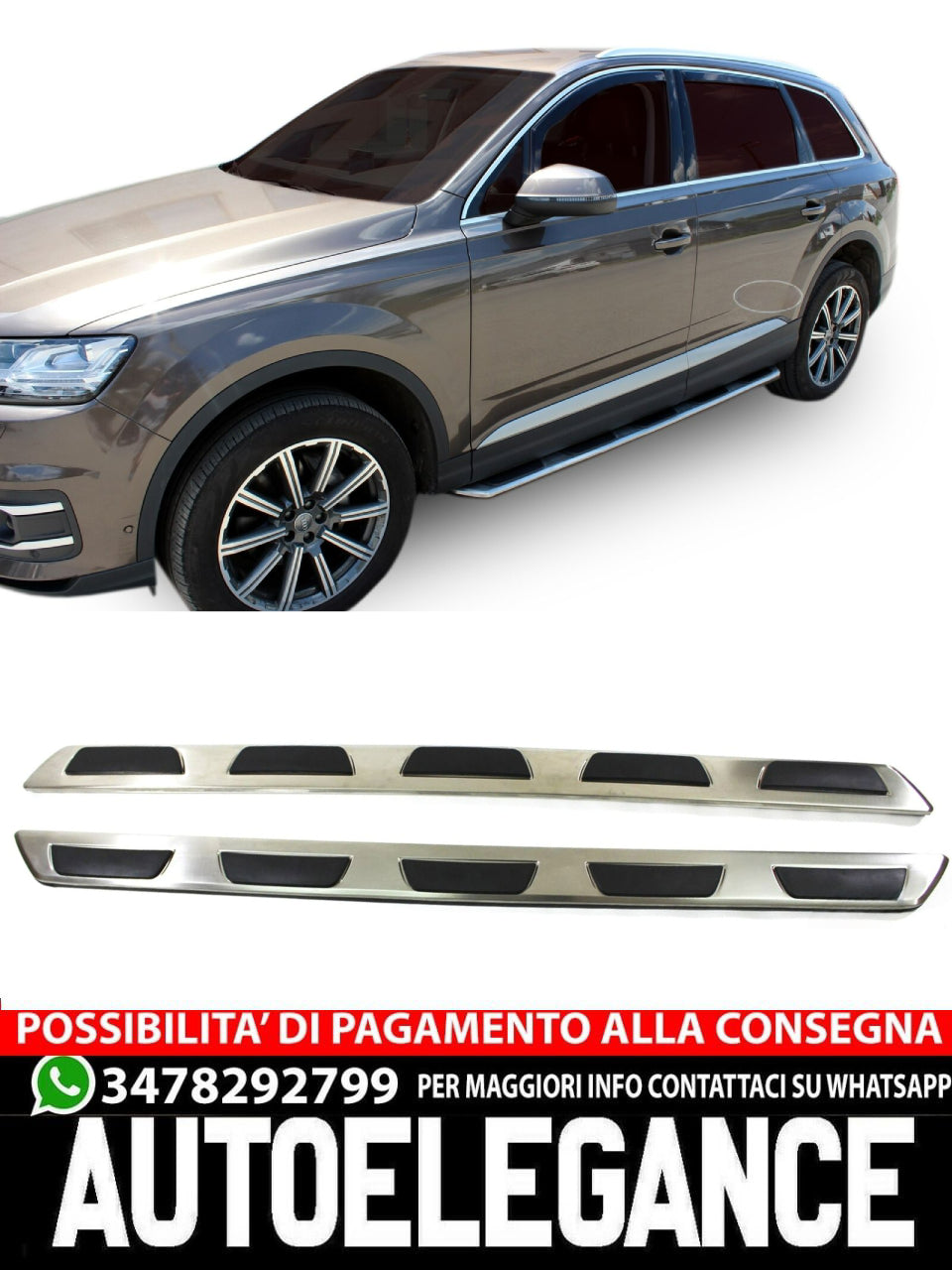 PEDANE LATERALE ALLUMINIO ADATTO PER AUDI Q7 dal 2015
