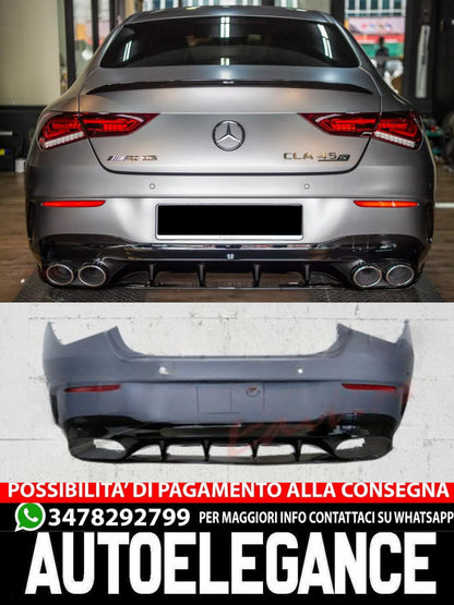 PARAURTI POSTERIORE + TERMINALI DI SCARICO ADATTO PER MERCEDES CLA45S AMG