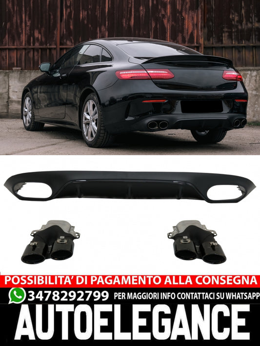 Diffusore Posteriore con Terminali di Scarico adatto per Mercedes Classe E C238 A238 AMG Sport Line Coupé Cabrio (2016-2019) E53 Night Package Design