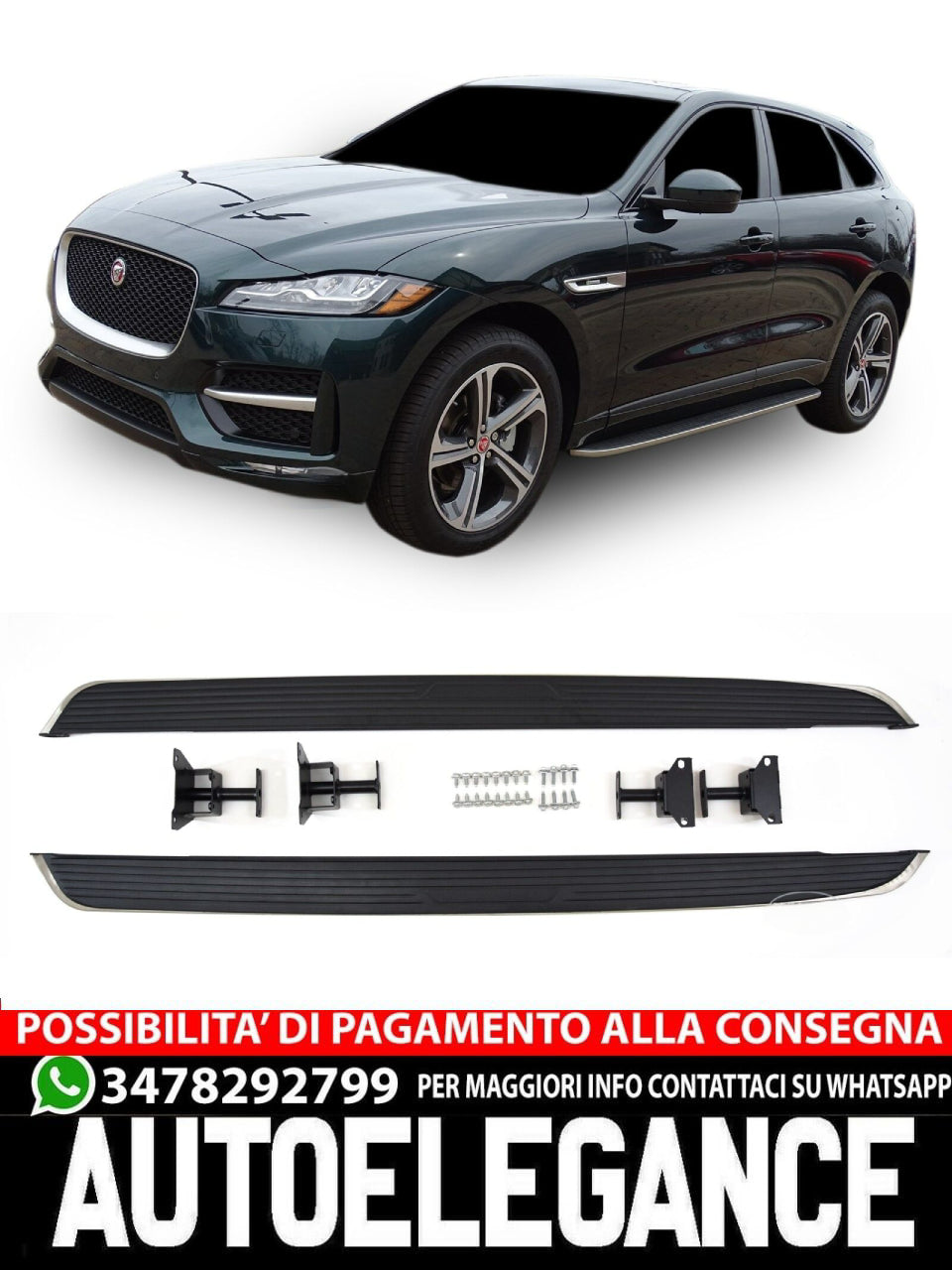 PEDANE LATERALI ALLUMINIO ADATTI PER JAGUAR F- PACE dal 2016