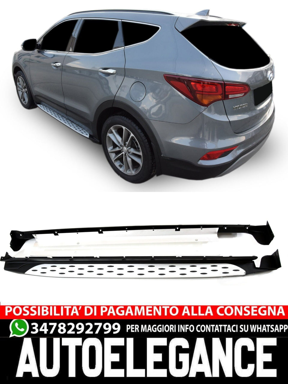 PEDANE LATERALI ADATTO PER HYUNDAI SANTA FE 2013 - 2018