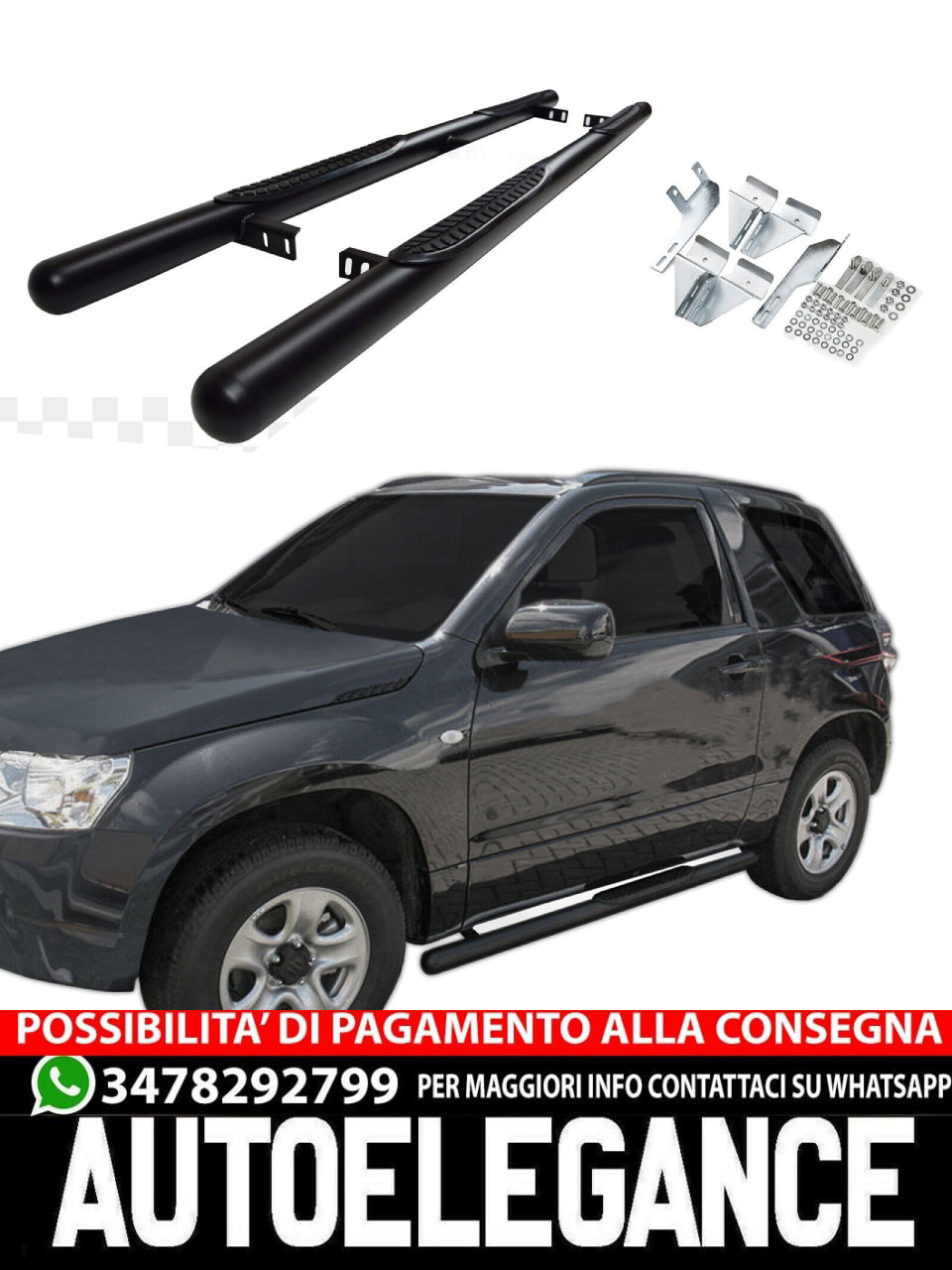 Pedane Laterale INOX ADATTO per SUZUKI GRAND VITARA 3 PORTE