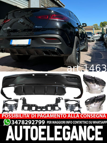 DIFFUSORE NERO+TERMINALI ADATTO PER MERCEDES W167 C167 GLE COUPE LOOK 63 AMG