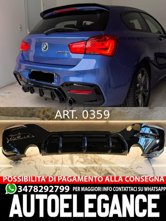 DIFFUSORE ADATTO PER BMW SERIE 1 F20 F21 MSPORT 2015-2019 1+1 LOOK NERO LUCIDO