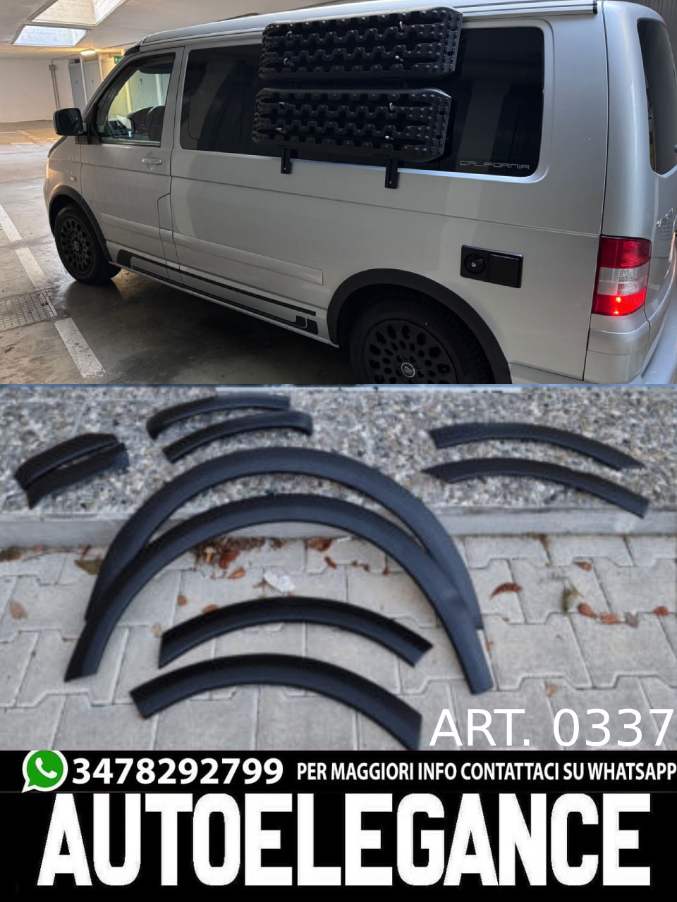 PARAFANGHI ADATTI PER VW TRANSPORTER T5 T5.1 2003-2015 NERO OPACO