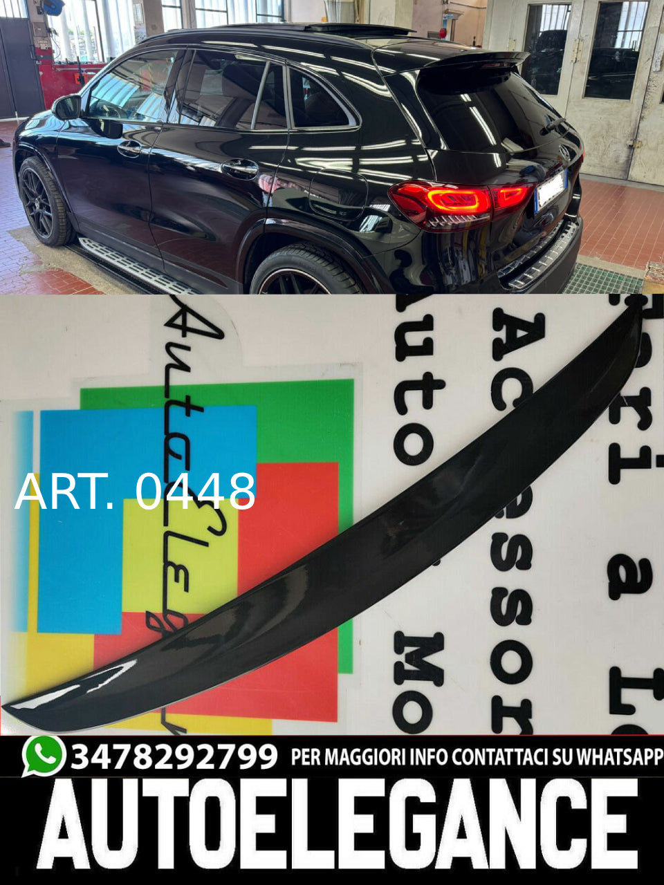 SPOILER TETTO POSTERIORE AMG PER MERCEDES GLA H247 2020+ ALA AGGIUNTIVA NERO