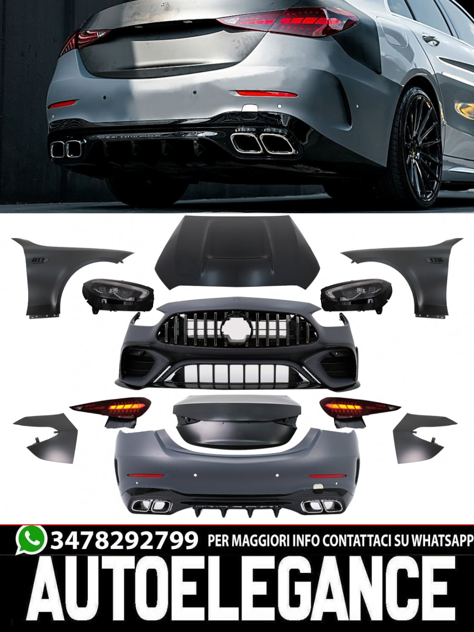 Kit carrozzeria di aggiornamento adatto per Mercedes Classe C W205 Facelift (201