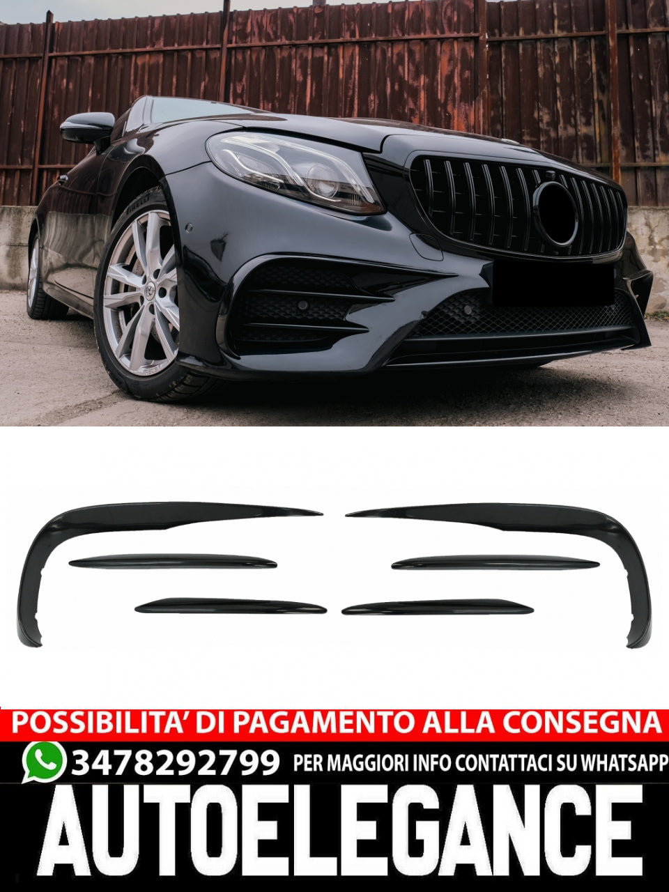 Paraurti anteriore Splitter Pinne Aero adatte per Mercedes Classe E W213 S213