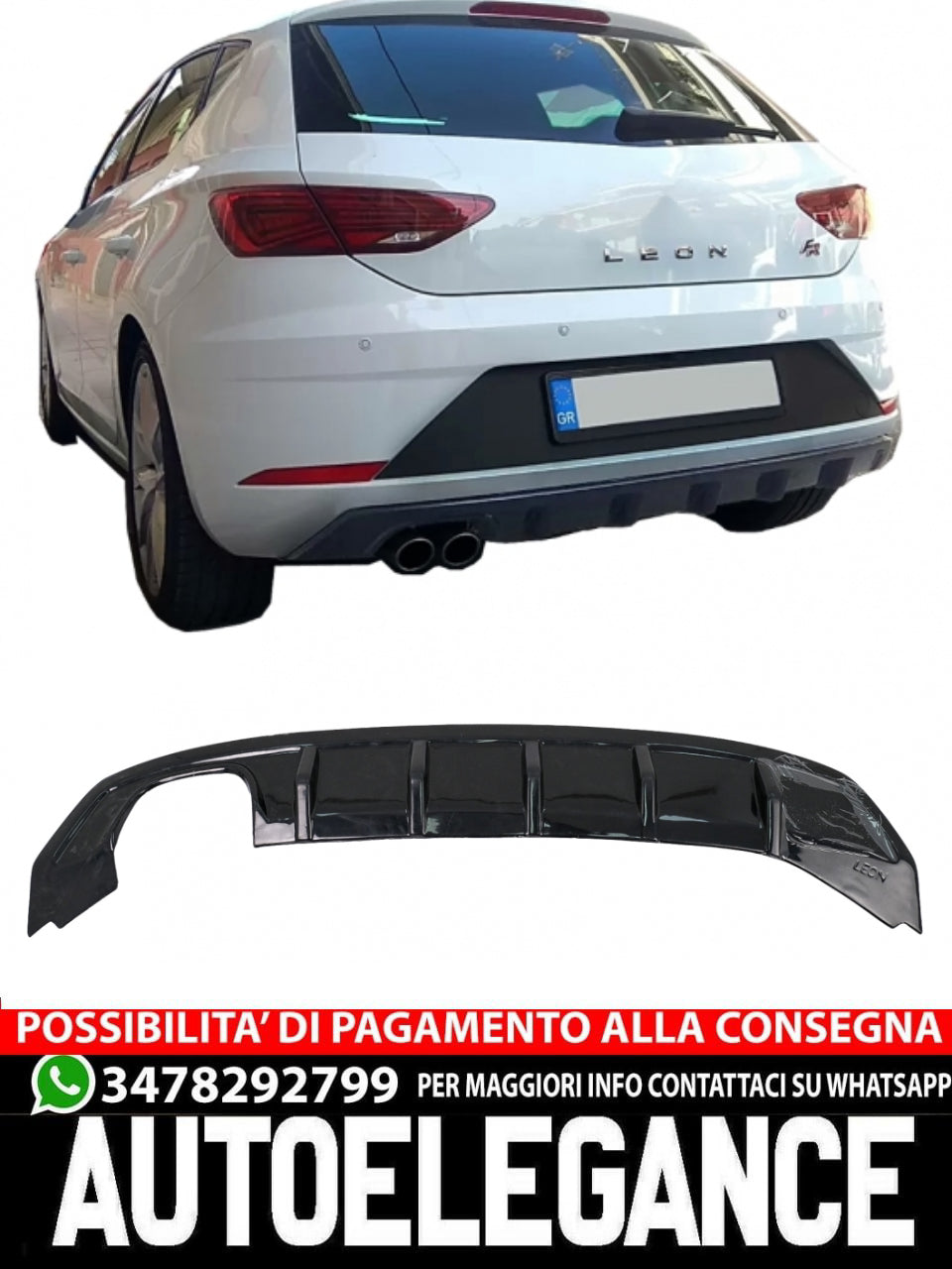 Paraurti posteriore Diffusore adatto per Seat Leon FR Mk3 Facelift 5F Hatchback (2017-2020)