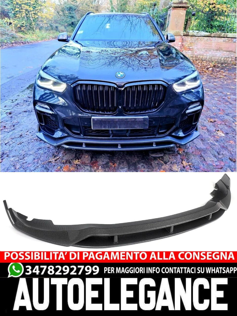 SPLITTER ADATTO PER BMW X5 F15 2013-2018 M STILE NERO LUCIDO