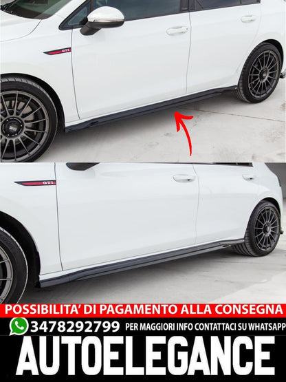 Side Skirts SUITABLE FOR VW Golf Mk8 2019+ GTD/GTI/R Line V1 Style, Gloss Black 