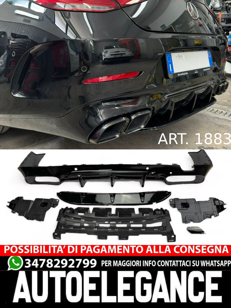 DIFFUSER SUITABLE FOR MERCEDES CLS C257 2018+ AMG LOOK CLS63s GLOSSY BLACK